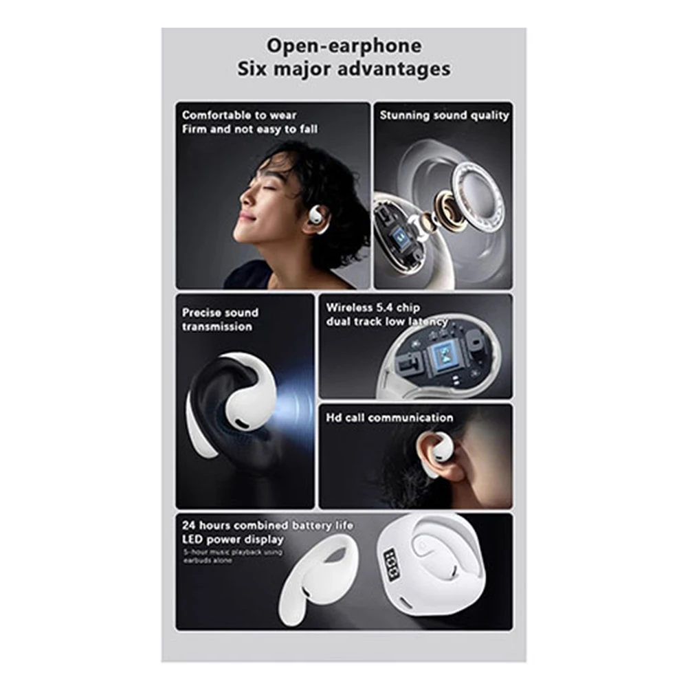 M85K Wireless Noise Cancelling Earbuds Bluetooth 5.4 Stereo Earbud IPX4 Water Sweat Proof Headphones White