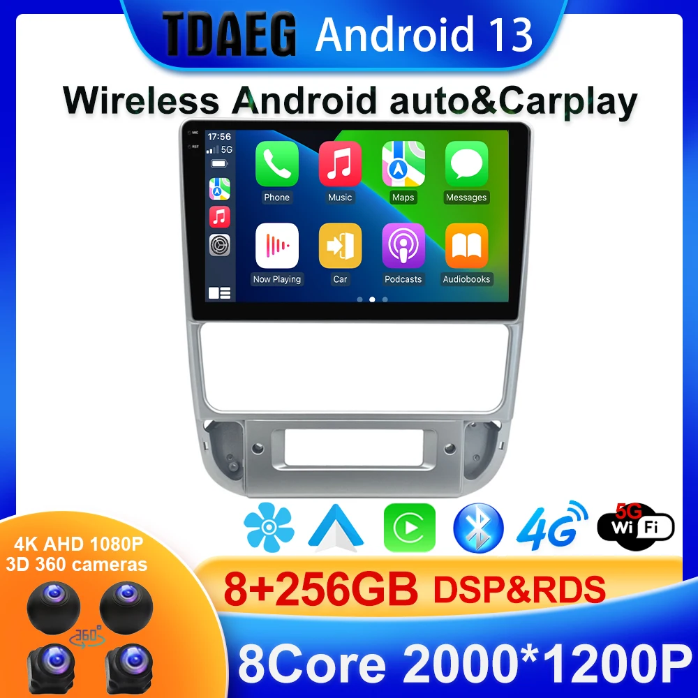 Rádio Auto CarPlay sem fio para Peugeot 406 1995-2005, Multimídia Automóvel, Navegação, Unidade Principal 2Din, Android 13, Controle de Voz, 8 plus 256G