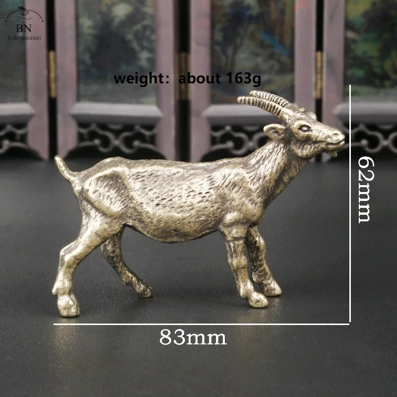 Solid Brass Goat Ornament Antique Copper Zodiac Animal Sheep Miniature Figurines Home Decoration Accessories Desktop Decor