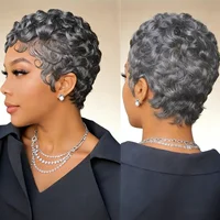 6-Inch Remy Human Hair Pixie Curly Wave Wig with Bangs | 150% Density Full Machine Made Wig, Easy To Wear for Daily Use & Partie 3