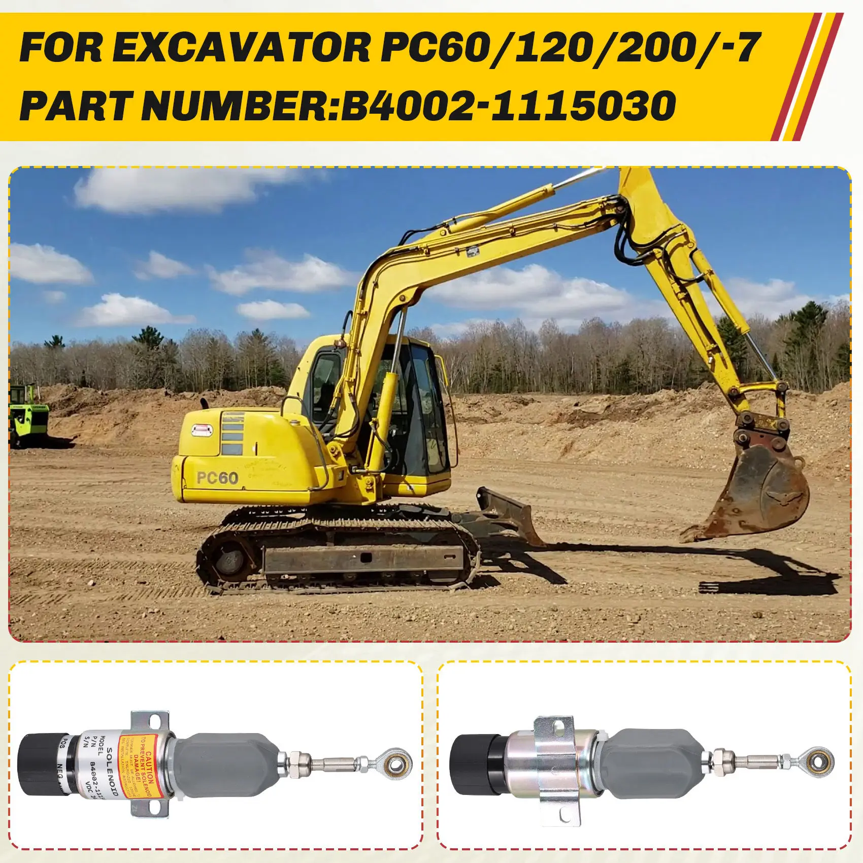 B17B 24 В электромагнитный клапан отключения топлива для экскаватора Komatsu PC60/120/200/-7 электромагнитный клапан отключения пламени B4002-1115030