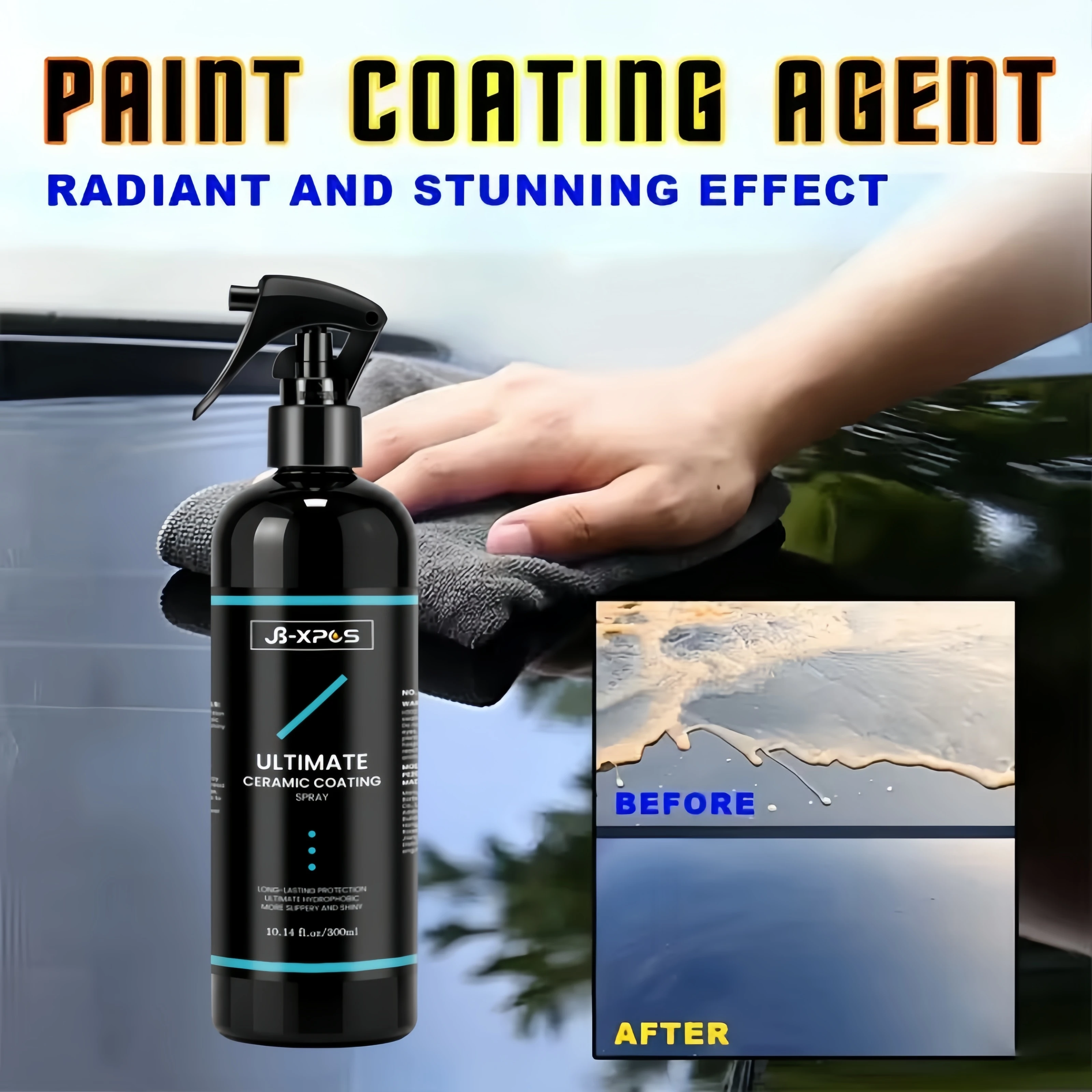 Auto Ultimate Ceramic Coating Spray, Durable Shiny Coating, Water Repellent Protection For Vehicle Exterior Paint YT0606
