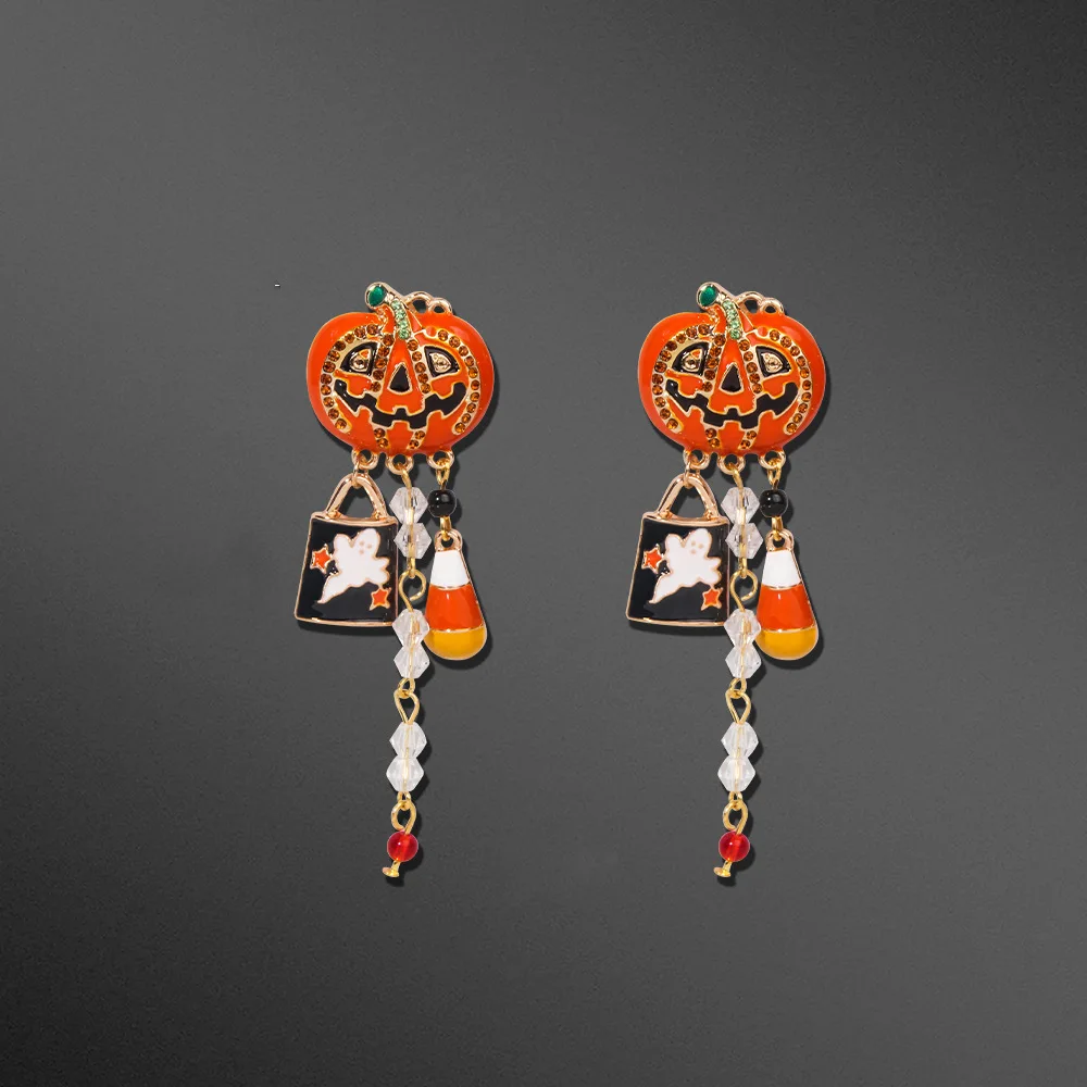 Halloween Jewelry Pumpkin Ghost Drop Earrings Skeleton Skull Pendant Earrings for Women Party Jewelry Accessories