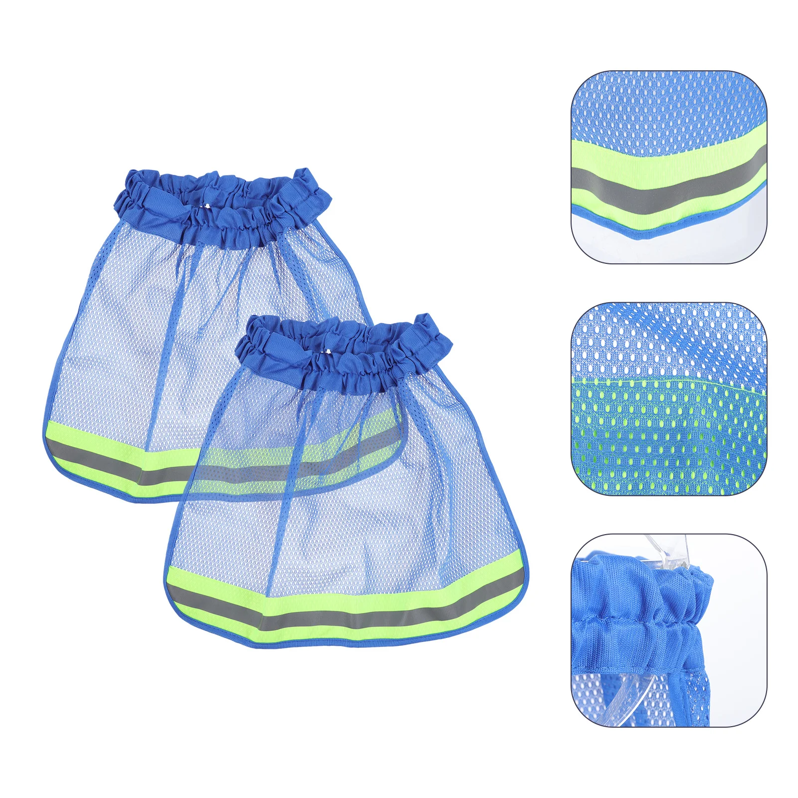 

2Pcs Safety Neck Shield Reflective Construction Hat Visor Elastic Sun Shade Outdoor Breathable Hat Cover Neck Protector