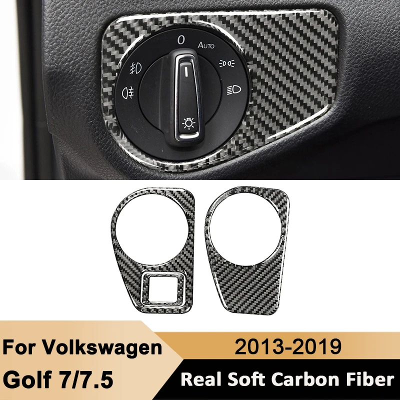 

Carbon Fiber Car Headlight Control Switch Trim Frame Decorative Sticker For Volkswagen Golf 7 Golf 7.5 2013-2019 Interior Parts