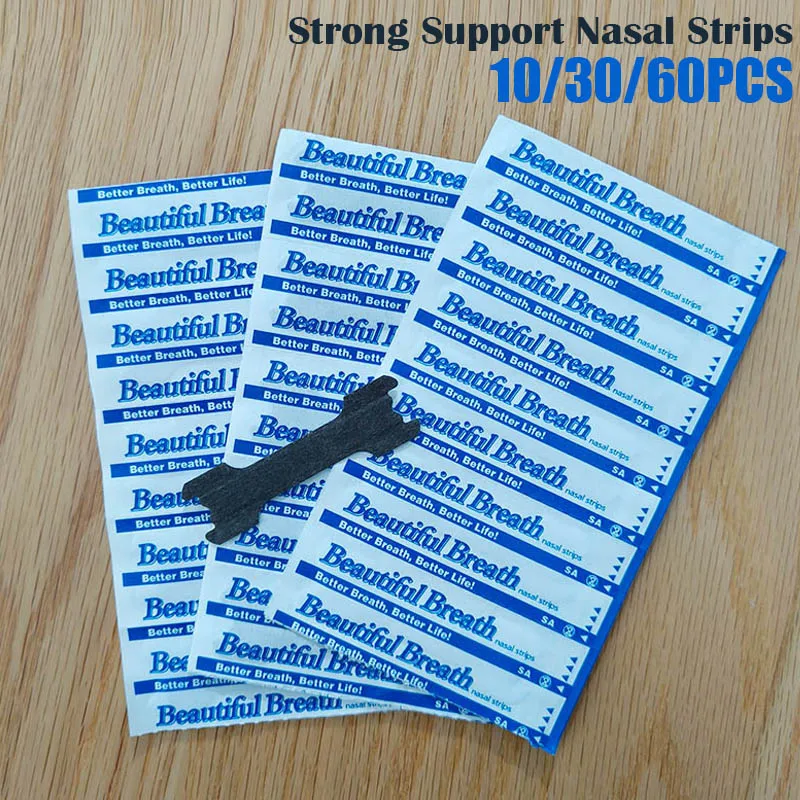 60/30/10Pcs Anti Snoring Black Nasal Strips Extra Strength Help Good Breathing Reduce Snore Nose Patches for Better Sleeping