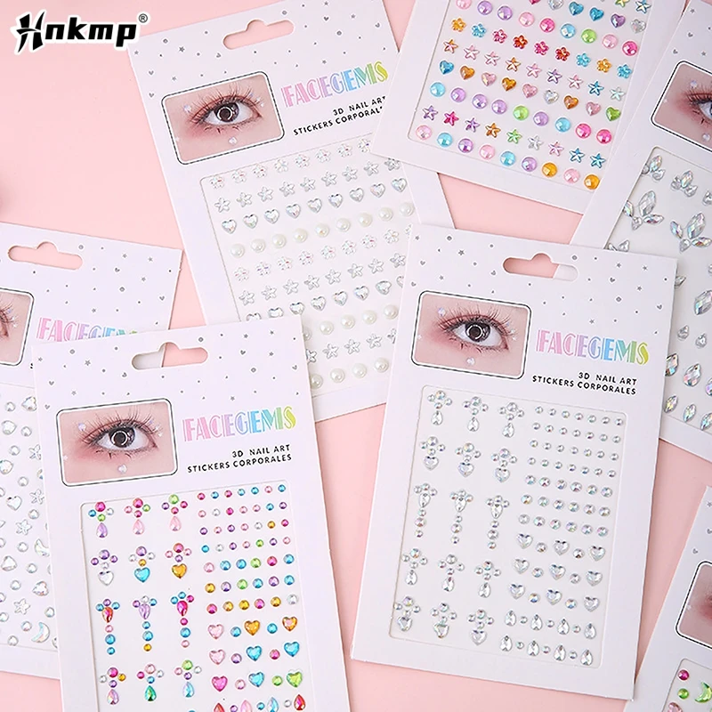 Crystal Tattoo Sticker Glitter Eyeliner Eyebrow Makeup Face Eyes Diamond Temporary Tattoo Rock Rhinestone 3D Eyeliner Stickers