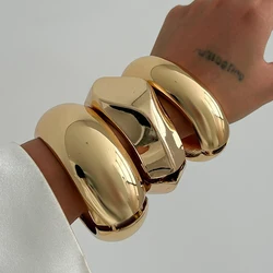 Ingemark Exaggerated Punk Heavy Metal Spring Bangles for Women Vintage Gold Color Arm Braceles Grunge Jewelry Steampunk Men New