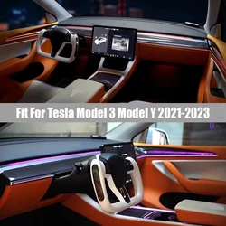 Rainbow Laser Ambient Light Suitable for Tesla Model 3 Model Y 2021 - 2023 Atmosphere Lamp 64 Colors Carbon Fiber Ambient Light