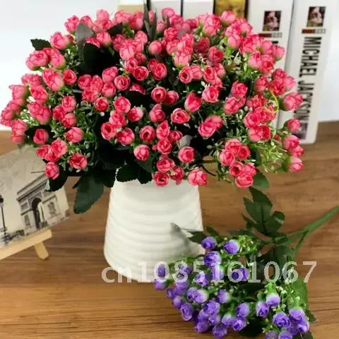 

Artificial Silk Flowers Bunch 36 Heads/Bunch Mini Rose Bud Fake Flowers Peonies Party Home Office Decor Garden Artificial Decor