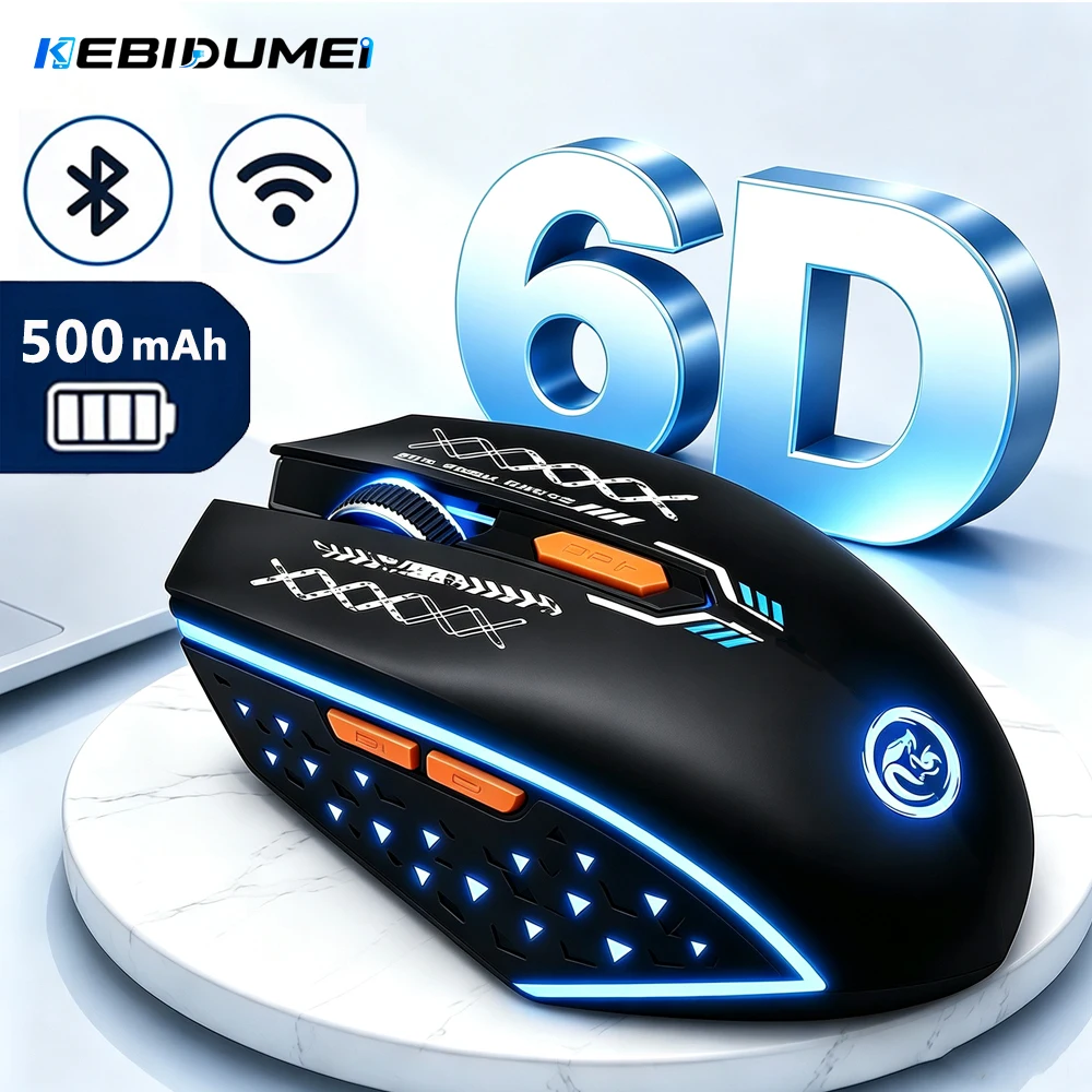 KEBIDUMEI RGB Bluetooth5.4 Mouse 2.4G Wireless Mouse 3 Level DPI 500mAh Rechargeable Gaming Mouse Silent Mice For Laptop Macbook