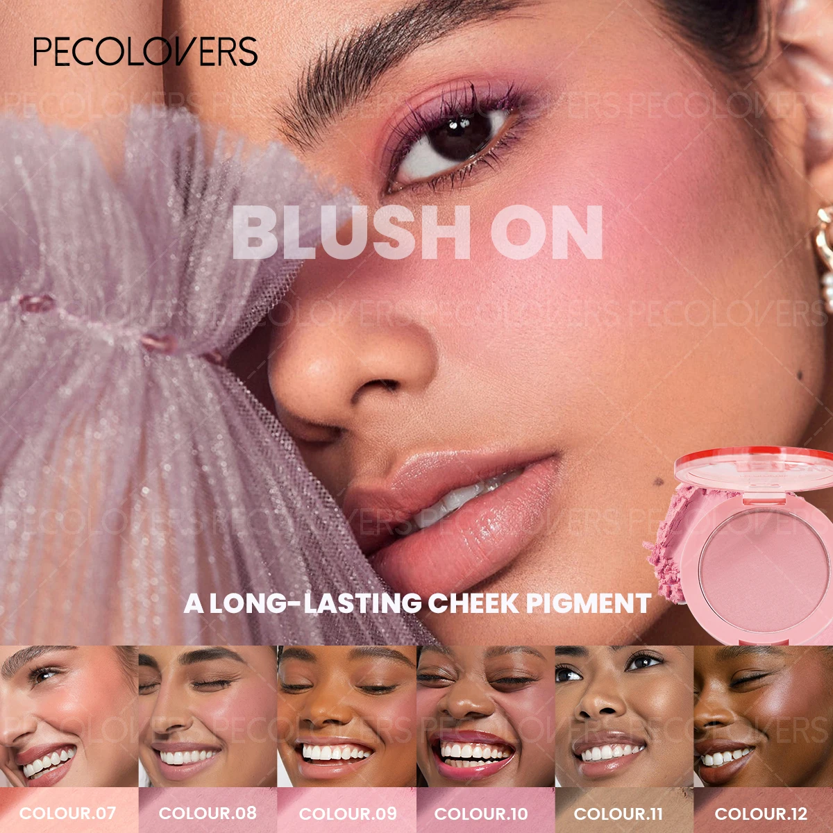 Blush viso multicolore, blush rosa marrone nude, carnagione naturale e bella, adatto a una varietà di look di trucco