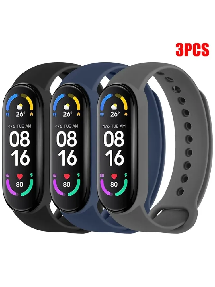 1-3 pièces Bracelet de montre pour Mi Band 7 6 4 5 3 Bracelet Xiaomi Mi Bracelet officiel Silicone Sport remplacement Smartwatch accessoires