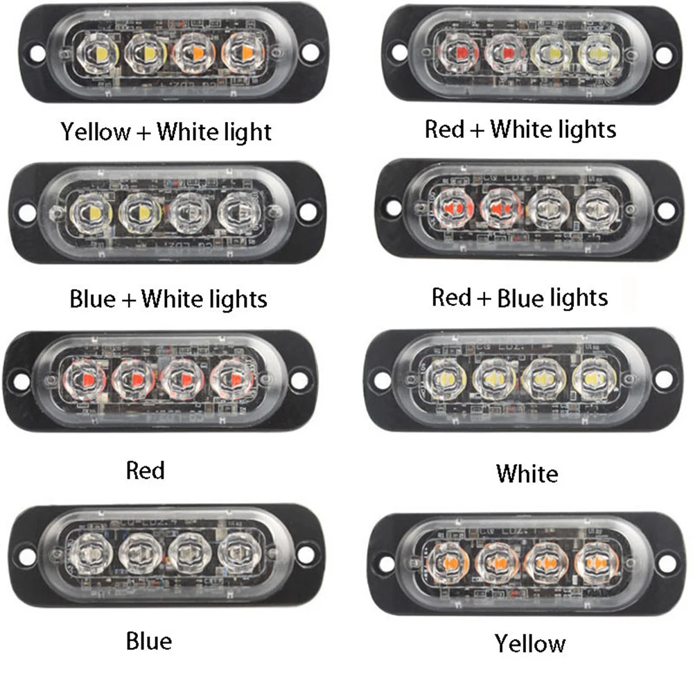 Car Strobe Warning Light 4 LED Grill Flashing Breakdown Emergency Light Auto Truck Trailer Beacon Turn Signal Lamp Accessories