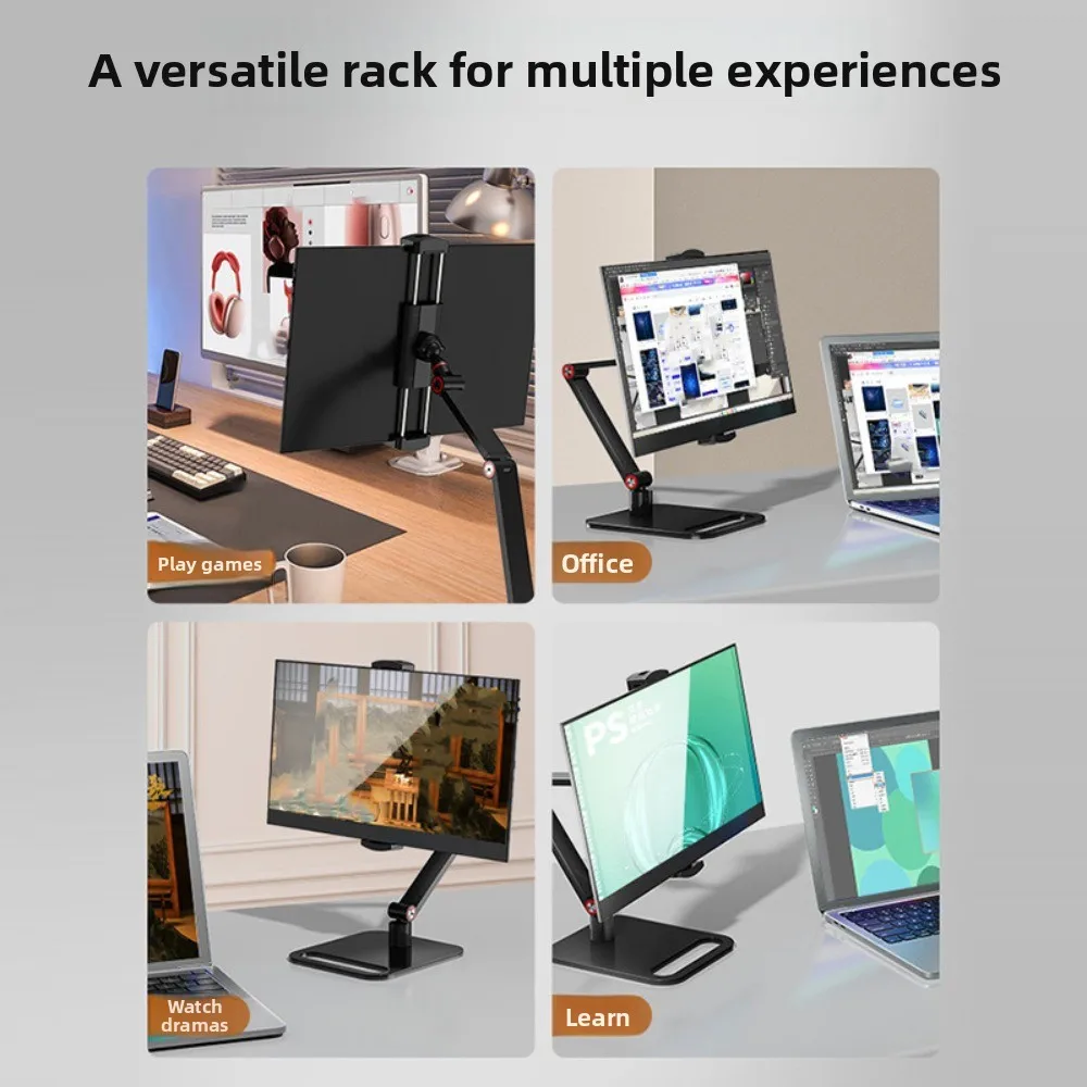 Adjustable Height Portable Monitor Holder Punch-Free Foldable Screen Holder Expandable Alloy Monitor Bracket Desk Accessories