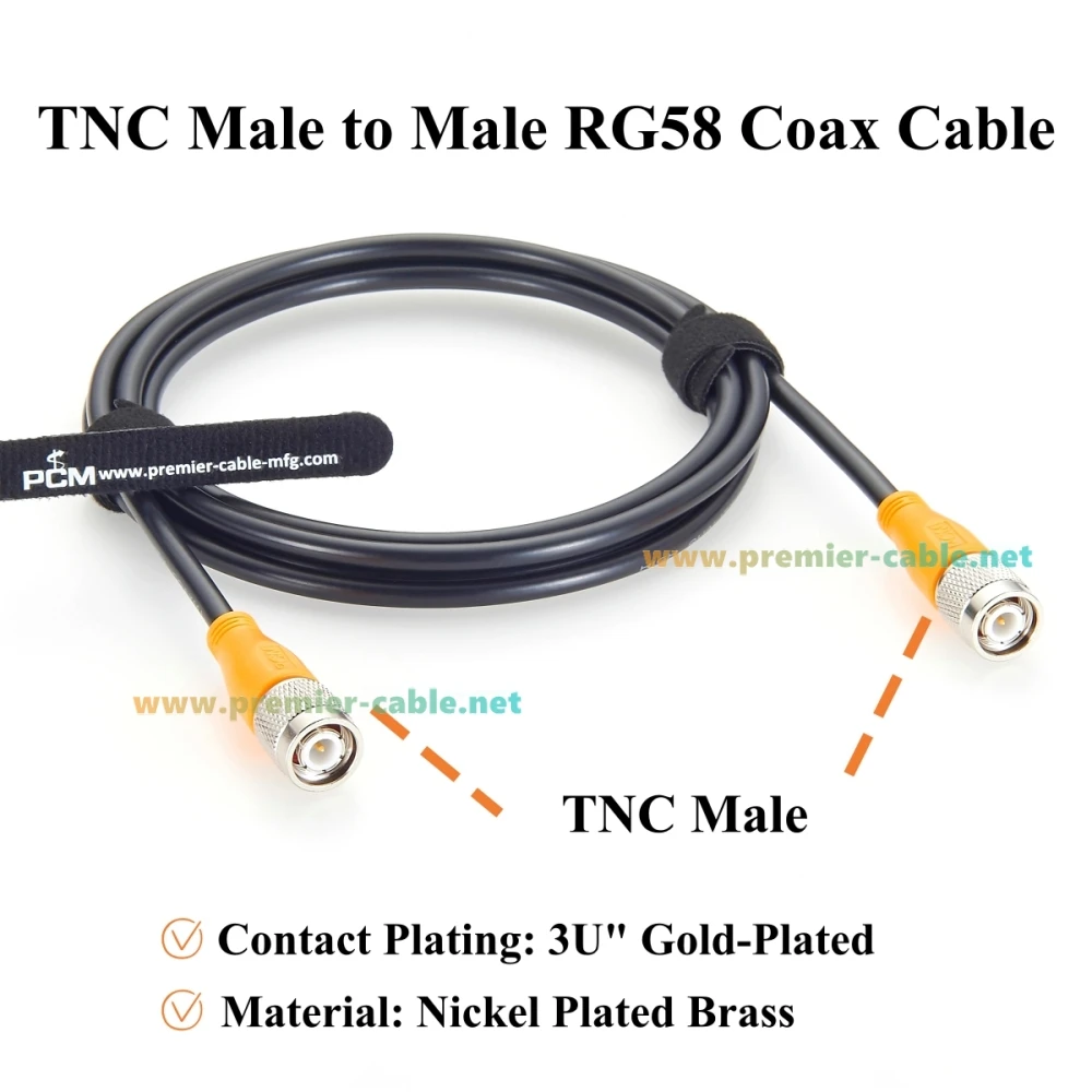 TNC Male to TNC Male Coaxial Cable RG58 50 Ohm Low Loss RF Jumper Cable for Antenna, Ham Radio, WiFi, 4G 5G LTE, GPS, Wireless