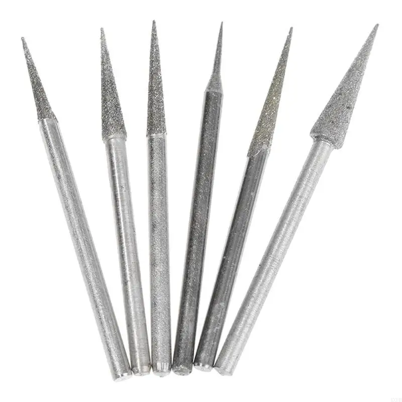 4XFD 6Pcs Tapered for Head Diamond Coated Points for Sharp Grinding Rods Needle for E
