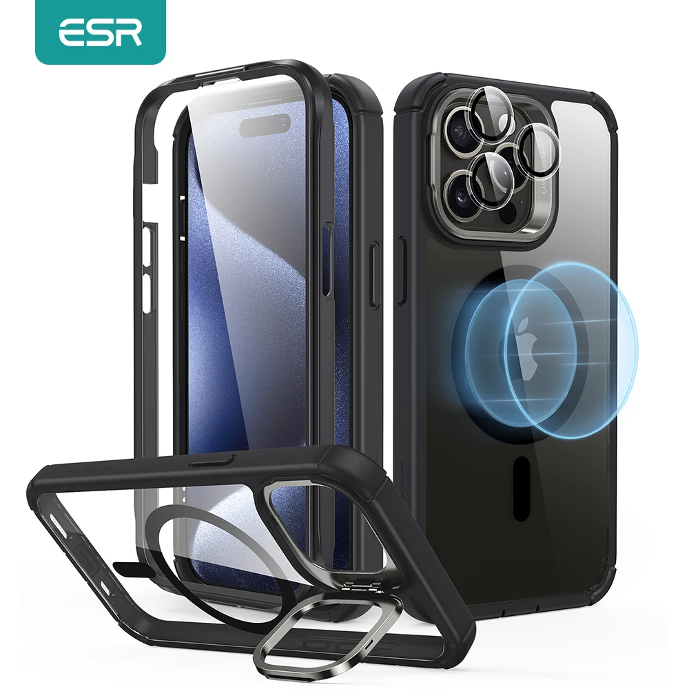 

ESR for iPhone 15 Pro MagSafe Case for 15 Pro Max with Stash Stand for Full Body Shockproof 360° Protection Case for iPhone 15