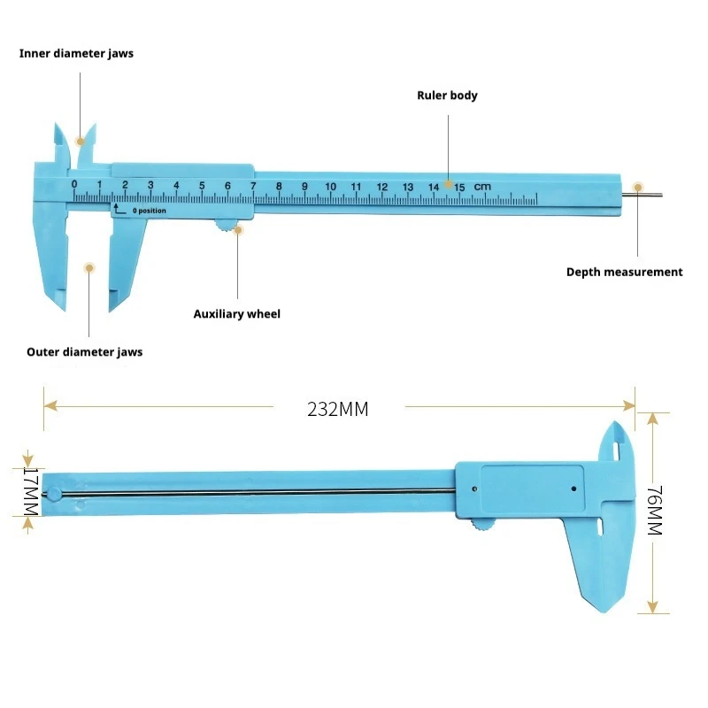 150mm Plastic Vernier Caliper for Students Simple Experimental Teaching Tool Precision Measurement Gauge for Educational Use