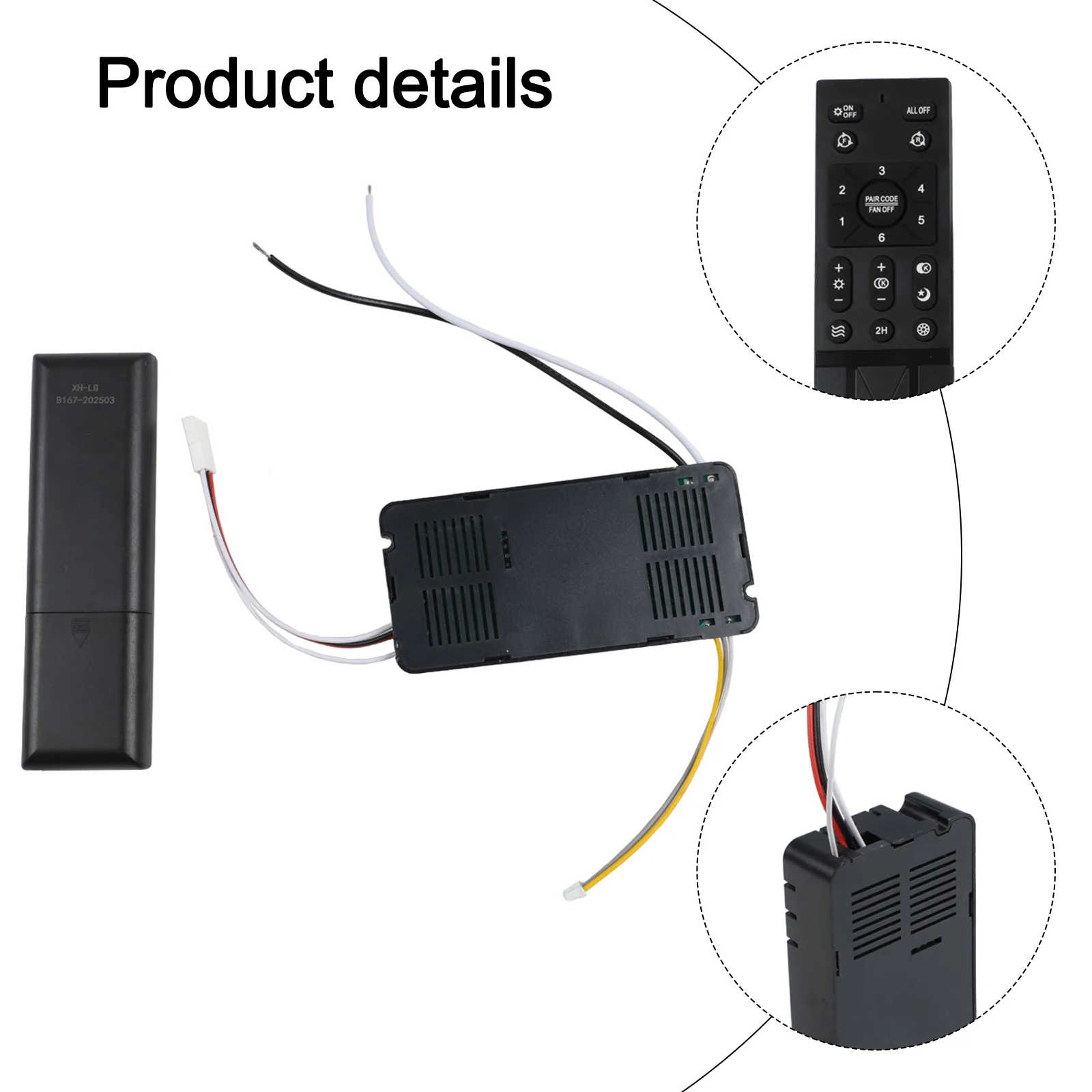 Dimmable Ceiling Fan Light Remote Controller Supporting 6 Fan Speeds and Battery Monitoring for Compatible Ceiling Fan Lights