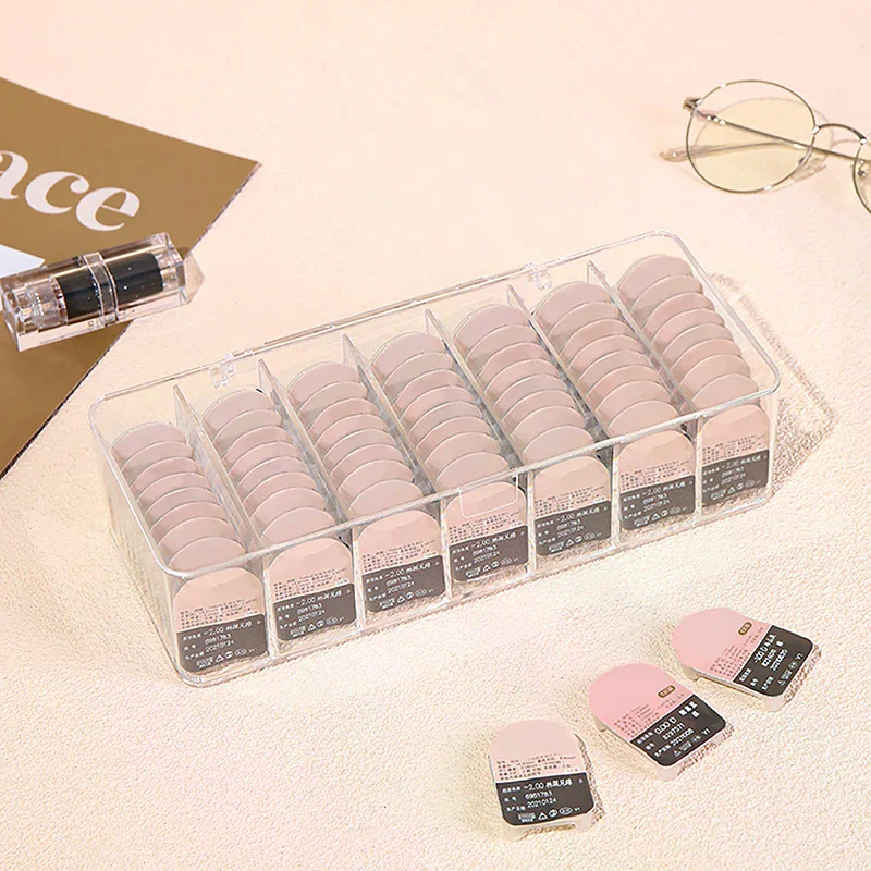 Dustproof Contacts Storage Box Transparent with Cover Disposable Contact Lenses Boxes Large-capacity Multipurpose Storage Box