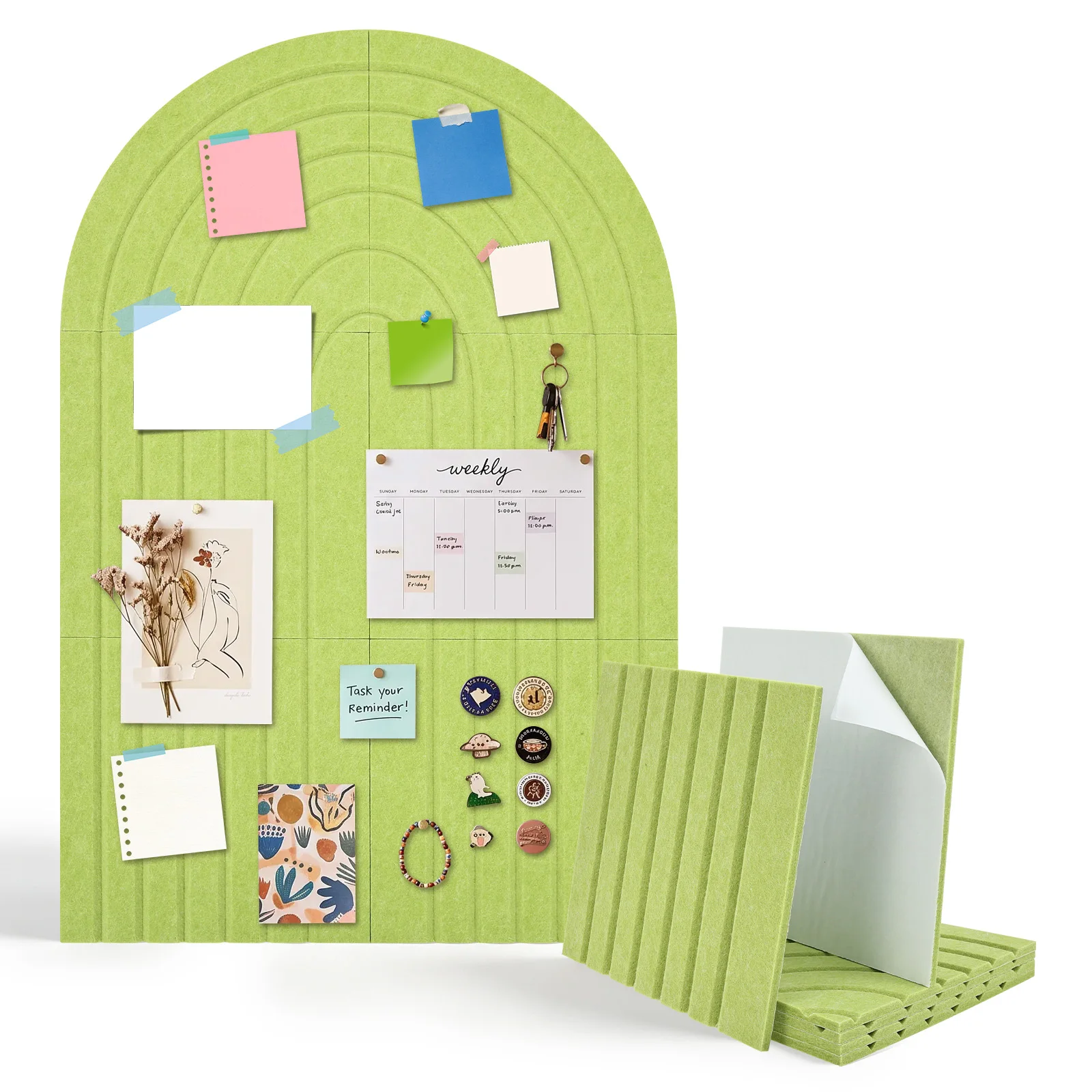 Decorative Felt Bulletin Board Arched Cork Board Alternative 6 Modules Felt Pin Board Can Holds Photos Sticky Notes Schedules