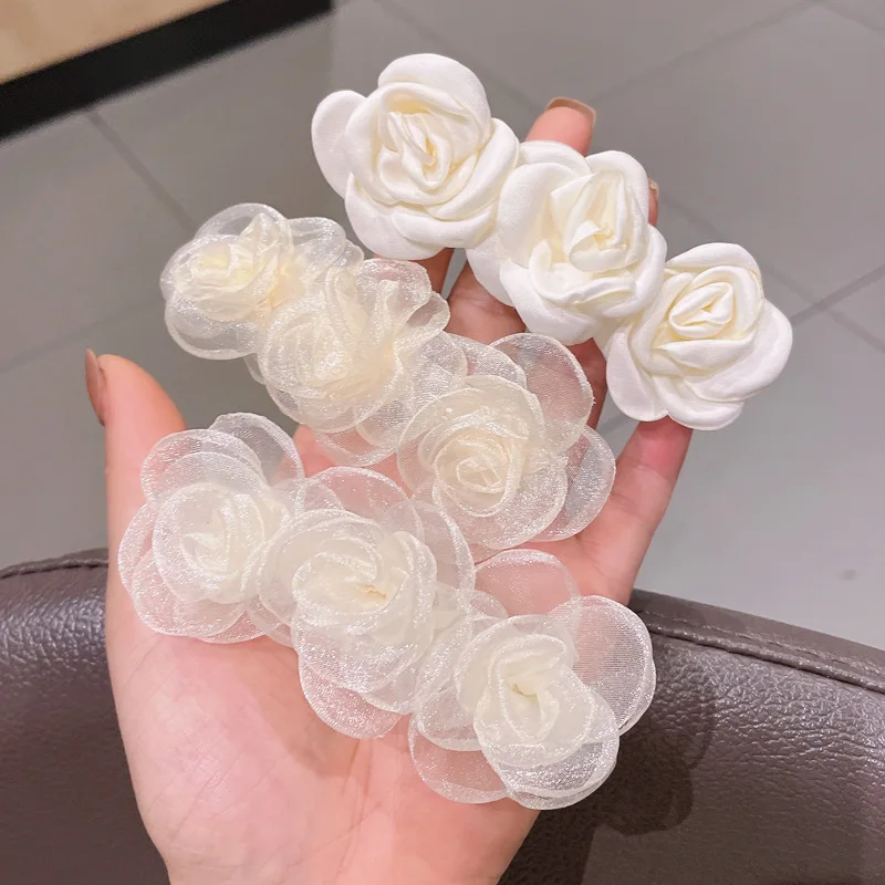 WLP Korean Fashion Camellia Flower Hairpin for Women Vintage Sweet Kpop Floral Hairgrip Hair Clip Accessories Jewelry Ornament