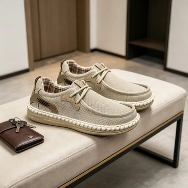 

New Men Plus Size Casual Denim Canvas Shoes Flat Vulcanize Shoes Fashion British Designer Breathable Light Men Sneakers Loafers