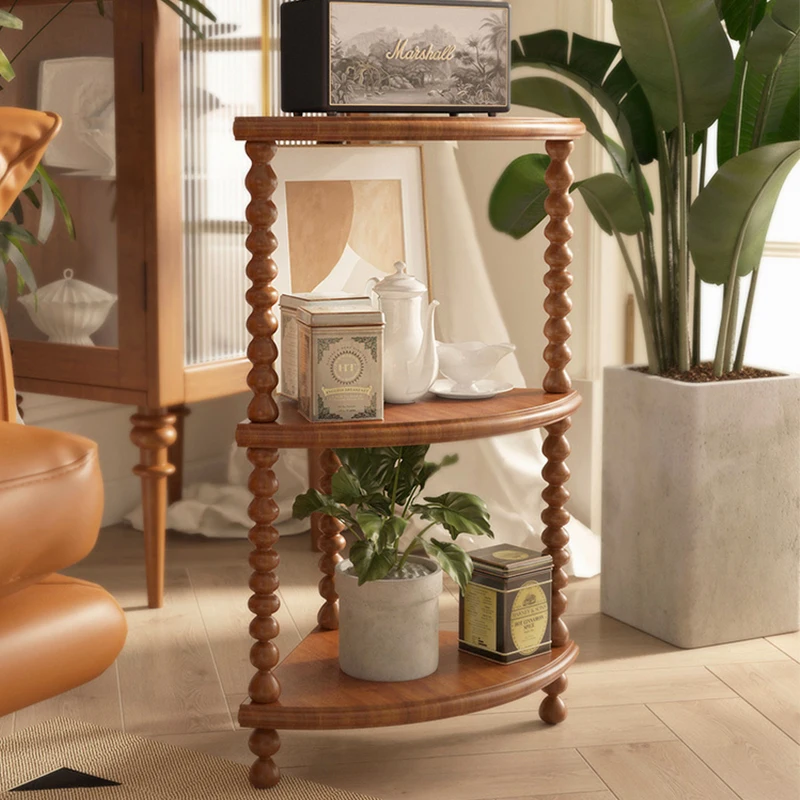 Medieval Vintage corner rack French retro solid wood small coffee table candied gourd display rack side table small tea