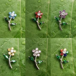 Implant Grade Titanium ASTM F136 Internal Thread Screw Flower labret Cluster CZ Gem Cartilage Helix Ear Piercing Body Jewelry
