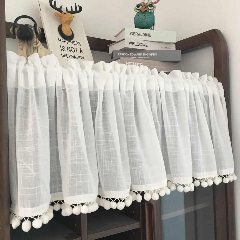 Japanese tassel half curtain partition door curtain kitchen short curtain coffee curtain pastoral decoration short curtain yarn