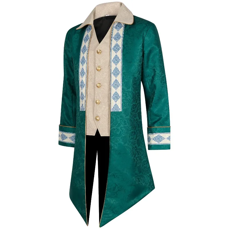 Uniforme da giacca jacquard vittoriana gotica da smoking medievale Steampunk da uomo europeo e americano