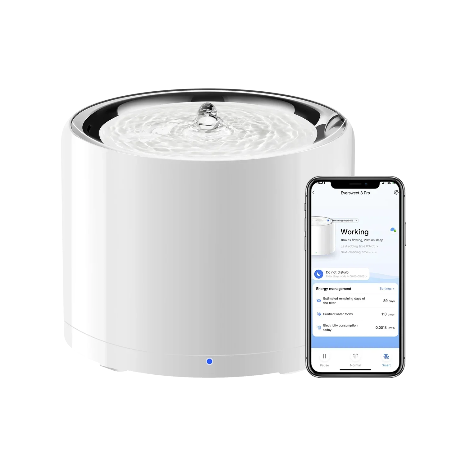 CANBOUN EVERSWEET Series Pet Smart Water Fountain With Wireless Ultra Quiet Pump And App Control Automatic Pet Feeder