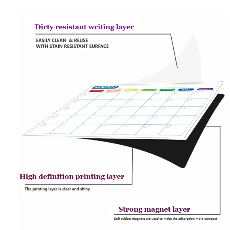 Calendar Table Dry Erase Fridge Sticker Message Board Menu Magnetic Calendar For Fridge Monthly Weekly Planner Whiteboard