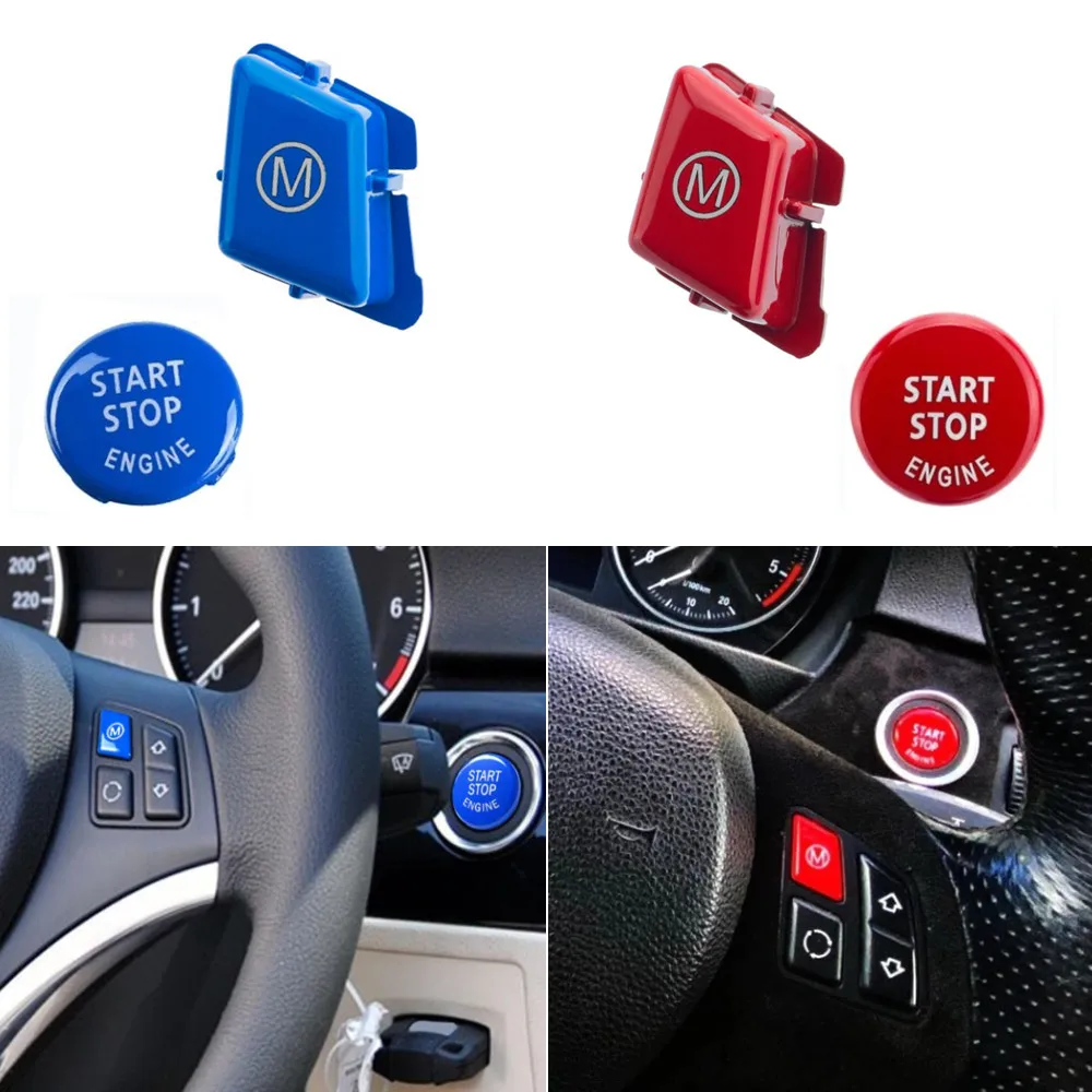 for BMW 3 Series E90 E92 E93 M3/1 Series E81 E82 E87 E88 /X1 E84 Car Steering Wheel M Alphabet Mode & START Stop Engine Button