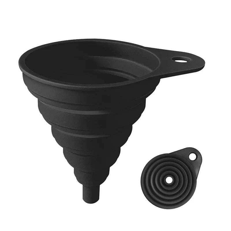 Funis dobráveis de silicone, funil universal portátil, transferência de enchimento de líquido, óleo de motor automático, troca de gasolina,