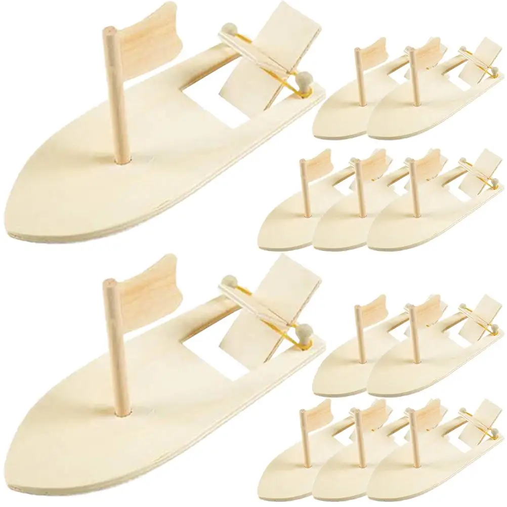 12 Pcs Wooden Sailing Material Package Kids Building Kit Diy Boat Toys Miniature Model Sailboat Child