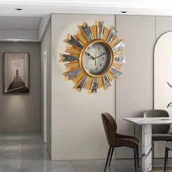 Creative Entrance Decoration Clock Wall Clock Living Room Home Creative Light Luxury Quiet Clock Hanging on The Wall Atmosphere