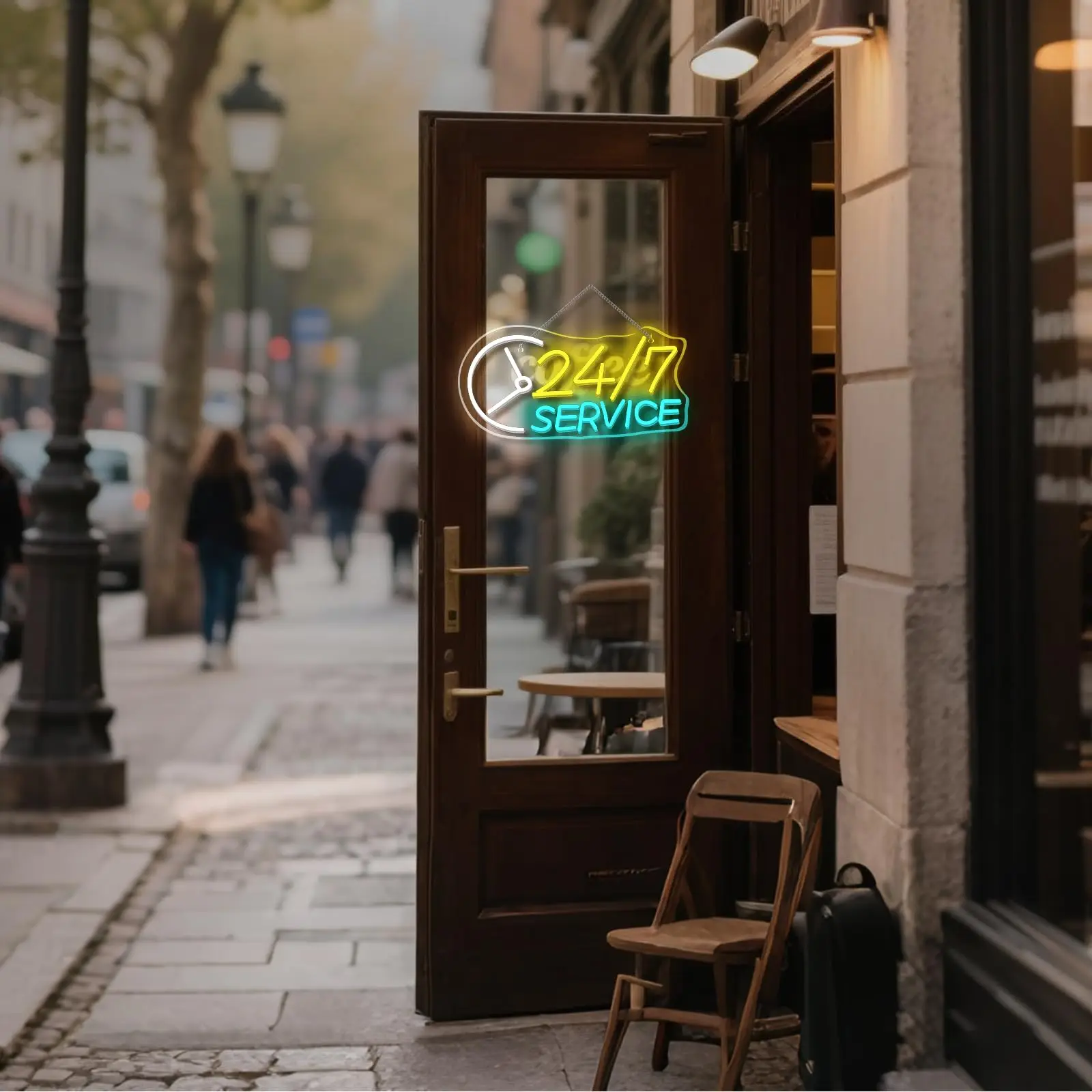 Open Neon Sign 24/7 Service Neon Signs for Wall Decor USB Dimmable Neon Light for Shop Bar Party 24Hours Open Place Club Gifts
