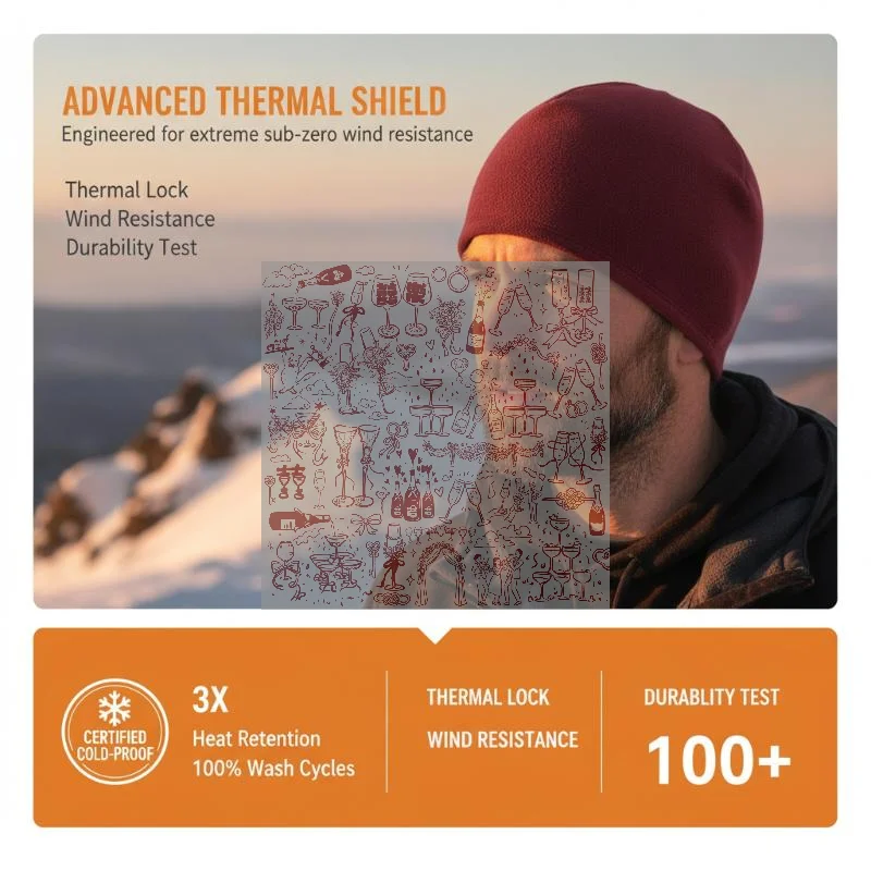 Warm Fleece Winter Beanie Thermal Retention Stretch Fit For Hiking Skiing Cold Weather Outdoor Activities