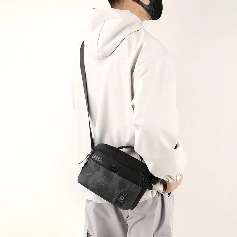 حقيبة كتف رجالية ترفيهية متعددة الوظائف حقيبة خصر من النايلون حقيبة يد للأعمال ذات سعة كبيرة حقيبة كروس للرجال