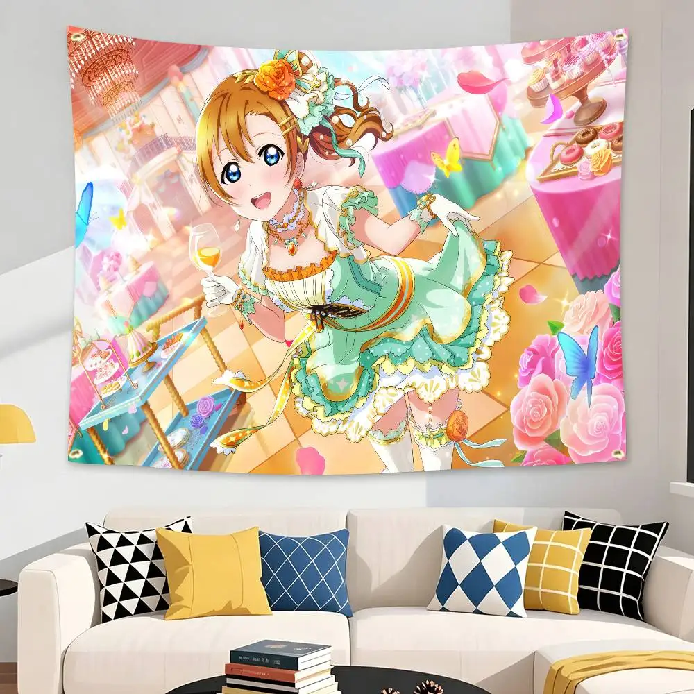 Official H-Honoka Kosaka LoveL-us Flag Tapestry Banner for Bedroom Living Room Outdoor Camping Custom Supported