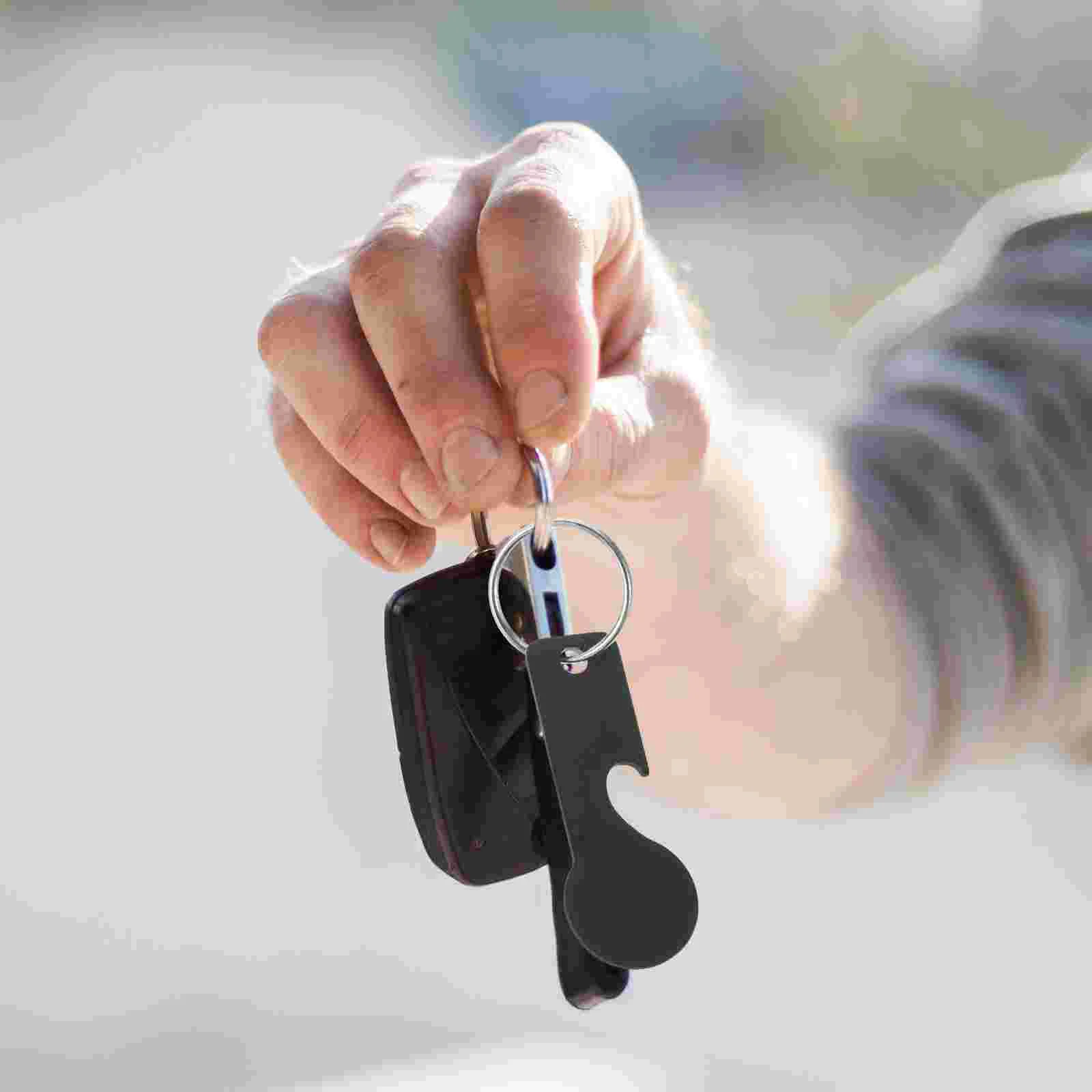 4 Pcs Cart Token Trolley Keychain Pendant Remover Stainless Steel Portable Coin