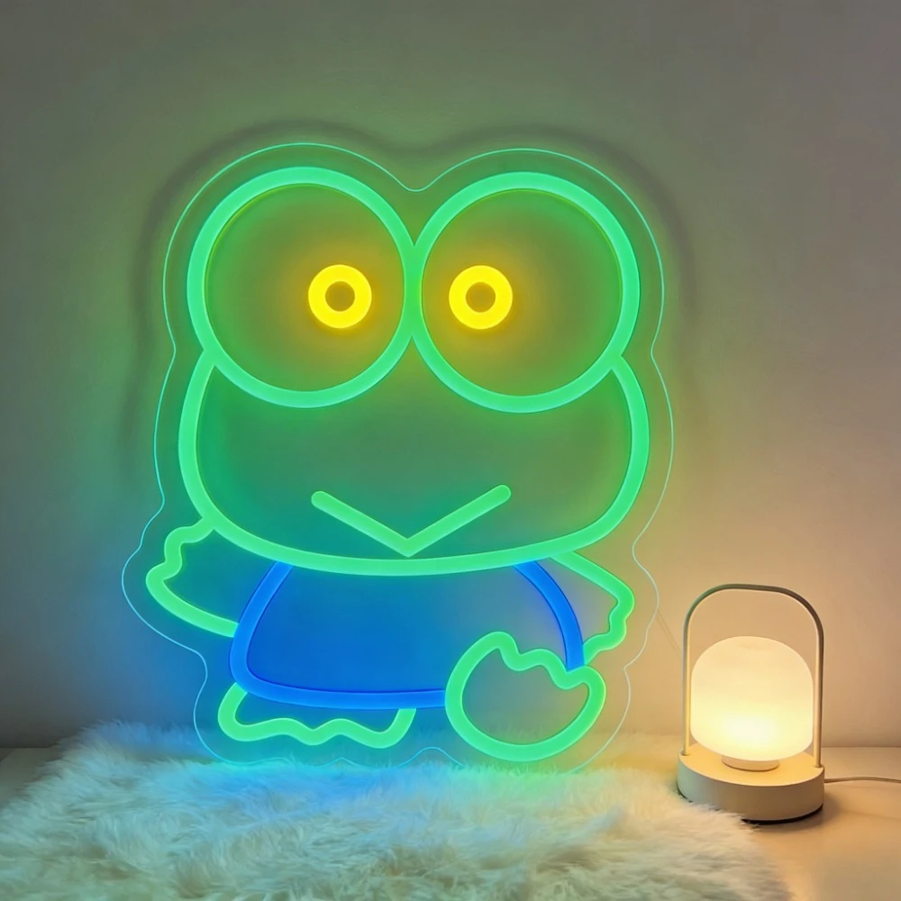 

Cute Big Eyes Frog Neon Sign LED Dimmable USB Aesthetic Nursery Kids Room Decor Gaming Setup Bedroom Night Light Kawaii Gift