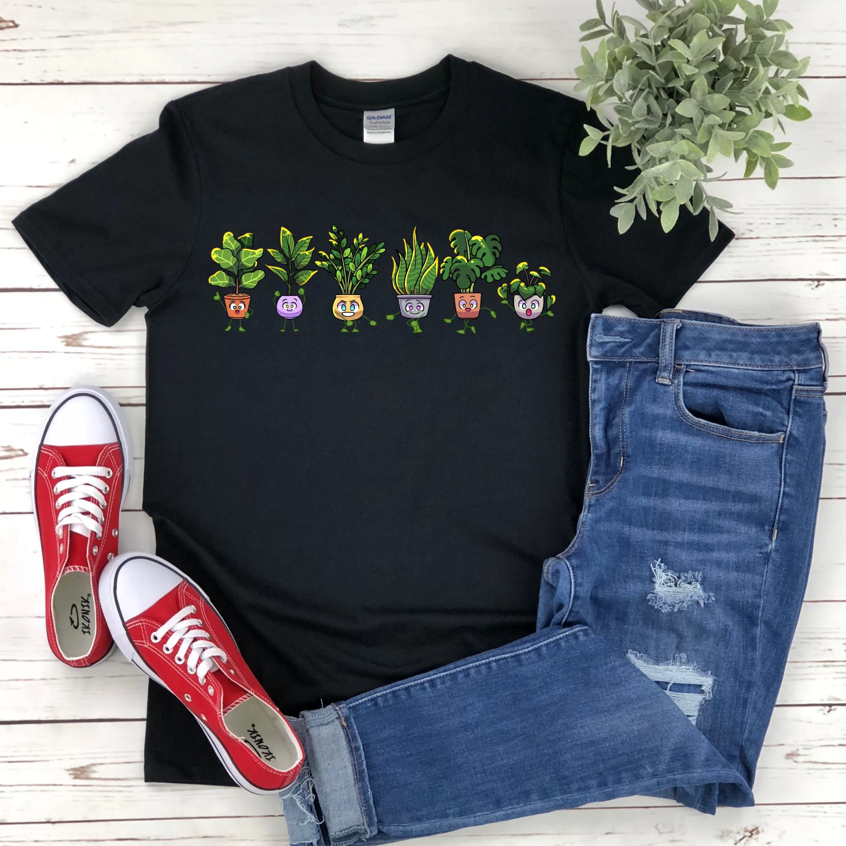 Cute Dancing House Plants Garden T Shirt Forest Tree Lover Indoor Gardener Tanktop Succulent Flower Landscaping Home Gardening