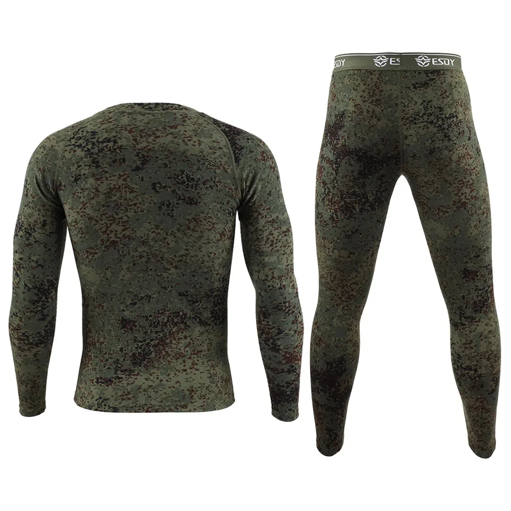 New Winter camouflage Men\'s Dralon Thermal Underwear Warm Sports Long Johns High Quality Elasticity Cycling Underwear Set