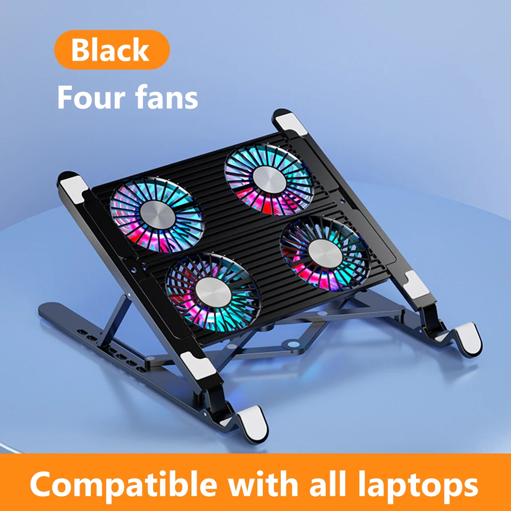 Laptop Cooling Pad with 2/4 Fans Foldable Notebook Stand RGB Silent Gaming Laptop Cooler Fan 7 Height for 11-17.3 Inch Notebook