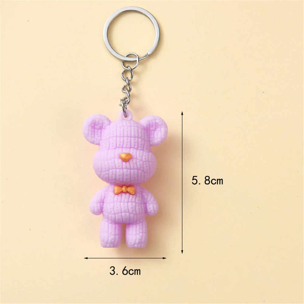 Cute Soft Rubber Bear Pendant Keychains For Women Car Key Chains Animal Key Ring Bag Backpack Adornment Couple Gift