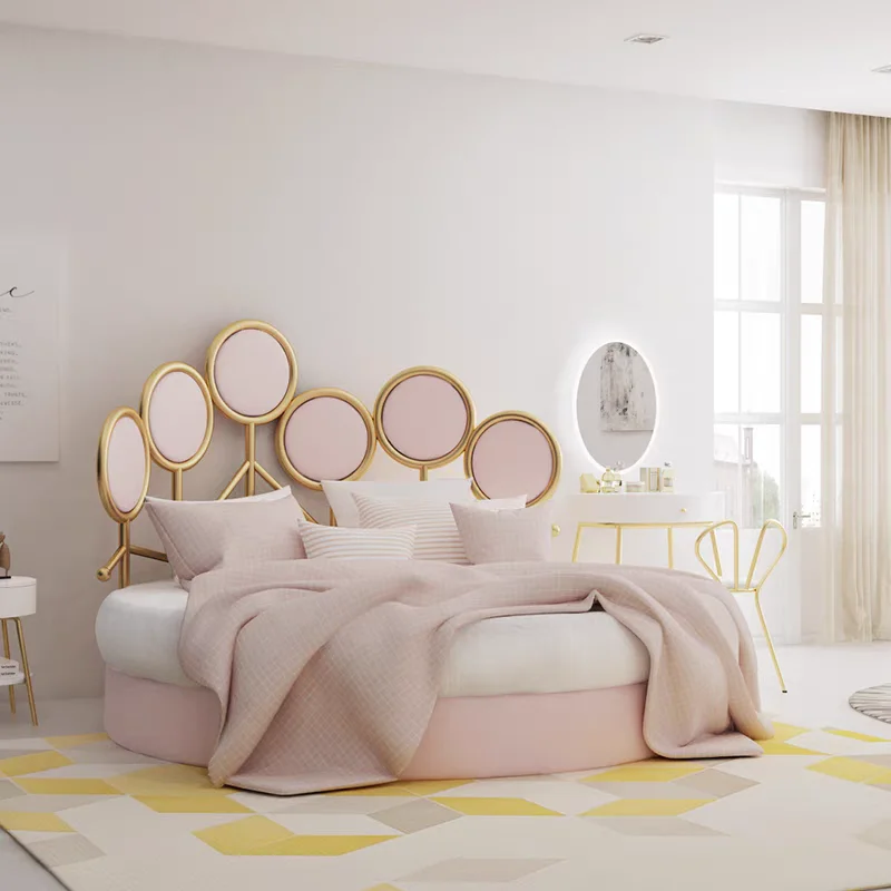 Bedroom Double Bed Princess Round Girl King Size Bed Modern Luxury Muebles Para Dormitorio Turkish Bedroom Furniture