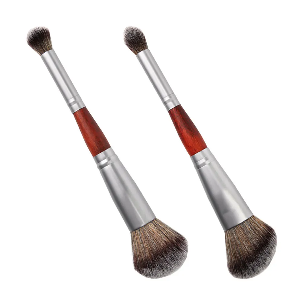 2 pièces pinceau de maquillage à Double extrémité fibre douce Dense Compact Portable ombre à paupières Blush poudre outil pinceau de maquillage outil de poudre libre